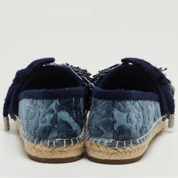 Marc Jacobs Blue Fabric Sienna Pom Pom Espadrille Flats Shoes Size 37.5 BLUE NEW - Picture 6 of 6